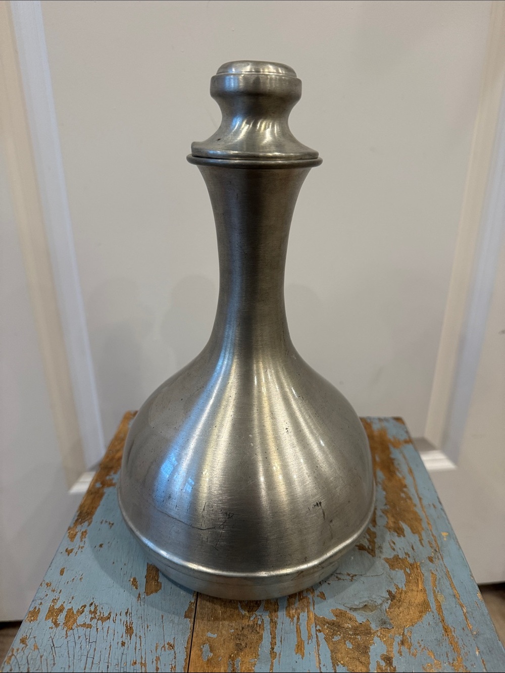 Shuler Quality Pewter Brushed Metal Decanter Mid Century Modern